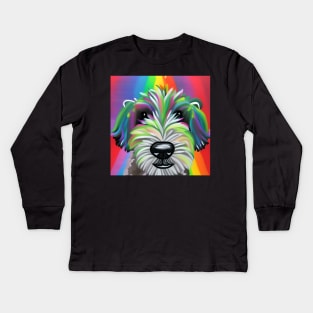 Sheepadoodle Rainbow Painting Kids Long Sleeve T-Shirt